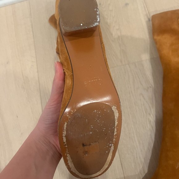 Chloé Suede Gold Button Knee-High Boots - Picture 5 of 6